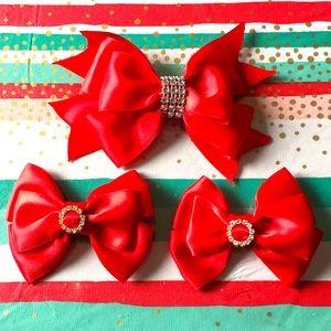 Red Big Hairbow with Matching Alligator Hair Clips